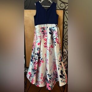 Speechless Navy and Pink Floral A-Line Skirt